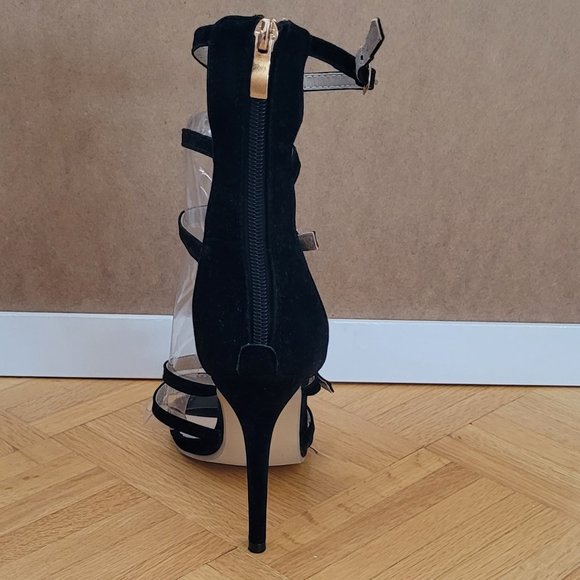 Black Multi-Strap Tied Ankle-Strap Classic High-Heeled Sandals - US 7 - Picture 6 of 6